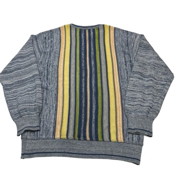Vintage Norm Thompson Sweater Men M Blue Pullover Textured 3D Knit Cosby Grandpa - Picture 1 of 8